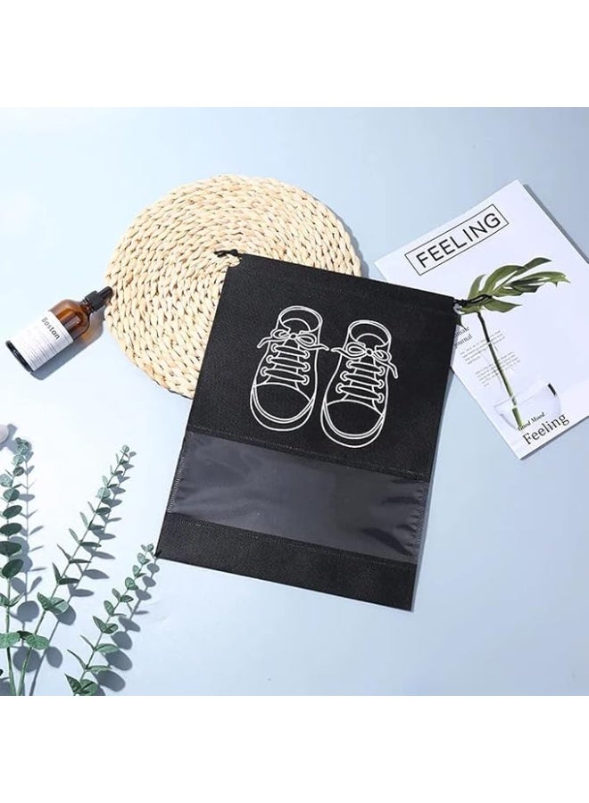 Non Woven Drawstring Shoe Bags Portable Travel Shoe Storage Pouch Transparent Dustproof Organizer for Home Bedroom Multiset Moisture Proof Shoe Covers - Image 2